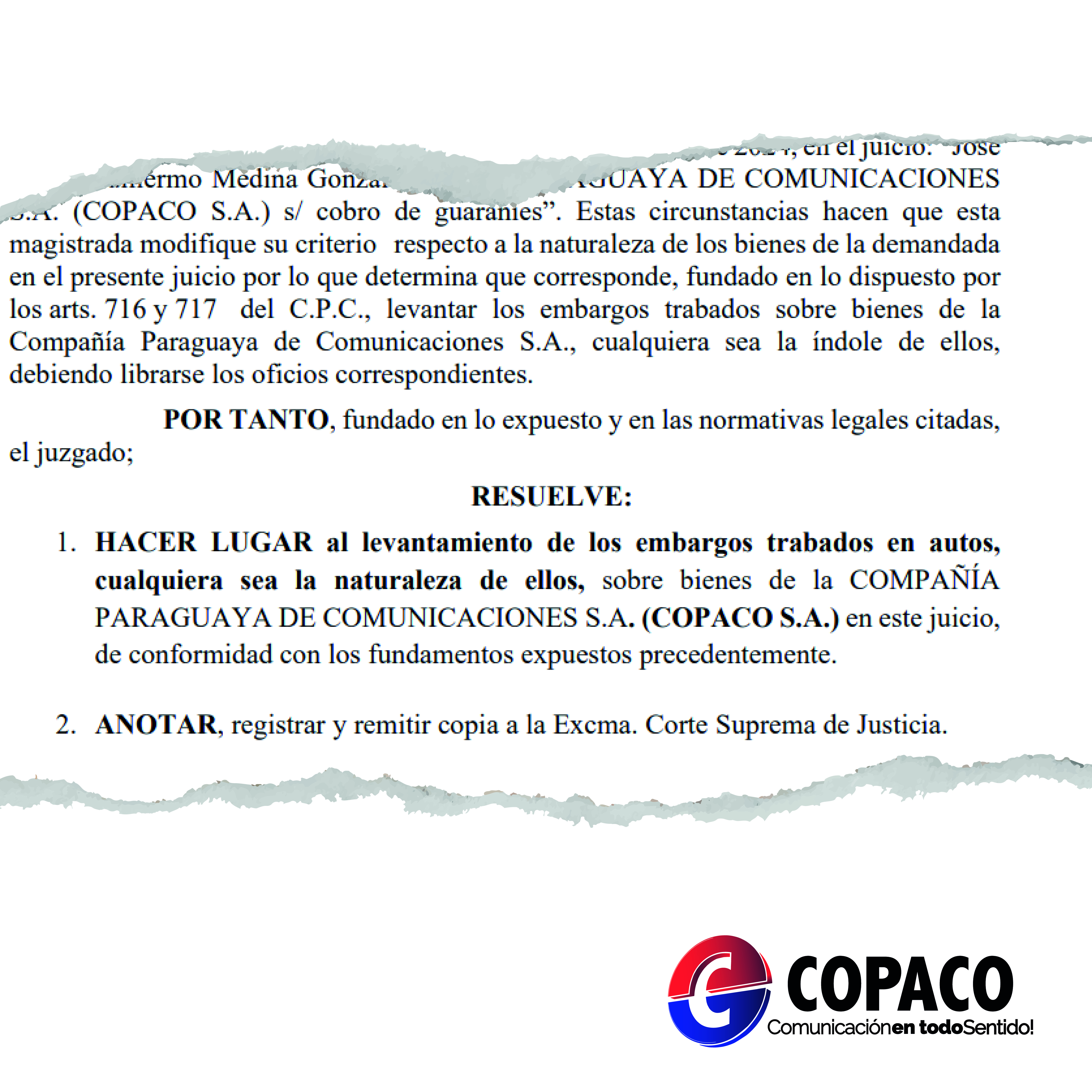 levantamiento de embargos